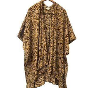 Umgee Animal Print Cocoon Kimono Cardigan Womens S/M Metallic‎ Yellow Black NEW